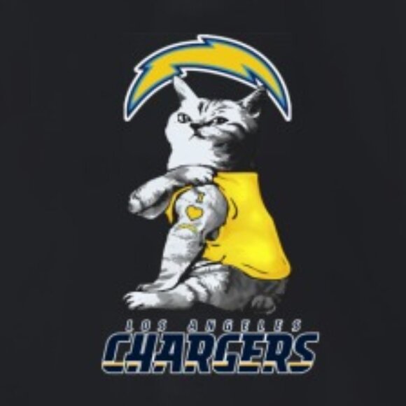 NFL Football My Cat Loves Los Angeles Chargers Sweatshirt Fan Gift Unisex Appare - Picture 2 of 5